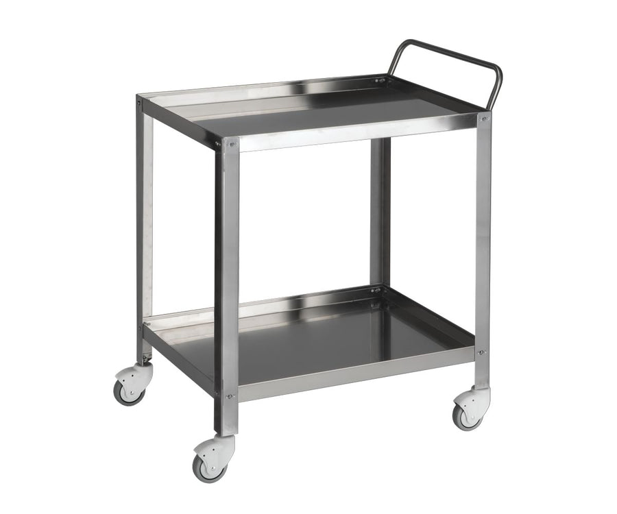 Guéridon Inox, bords relevés, 2 plateaux
