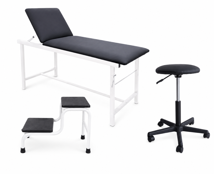 Divan D'examen Epoxy + Marchepied 2 marches + Tabouret