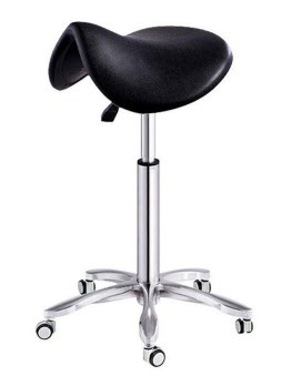 Tabouret forme Selle, pied à roulettes Aluminium