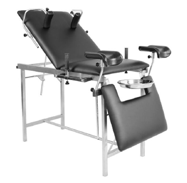 Table d'Accouchement Inox, 3 sections, (porte-jambes, épaulières, poignées)
