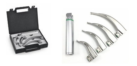 Laryngoscope Mac Intoch LED, 4 Lames N°1, 2, 3, 4 + Manche + Coffret